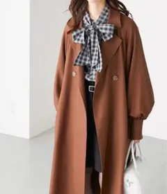 【試着のみ】ブラウン ダブルブレスト ロングコート