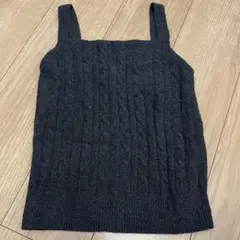 無印良品　コットン混もこもこキャミソール　ケーブル柄　チャコールグレー