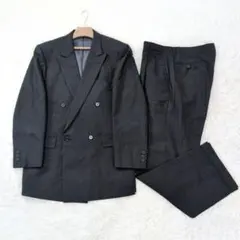 【極美品】90's ヴィンテージスーツ　ダブル　L　チャコール　ストライプ