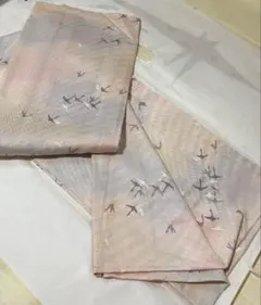 丹後ちりめん 正絹 美の花 江戸小紋 鮫小紋 着物反物 薄紫色 鳩羽鼠色