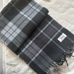 チェック柄ウール混紡マフラー グレー系