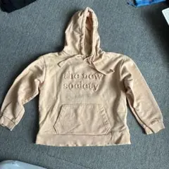 thd new society 3y スウェット パーカー ピンクベージュ 刺繍