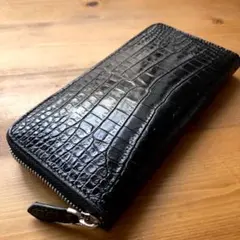 最高峰！ JRA認証 東京クロコダイル ポロサス マットブラック 長財布