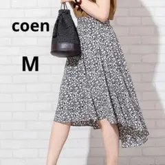 美品 coenコーエン M ブラック フラワープリント スカート