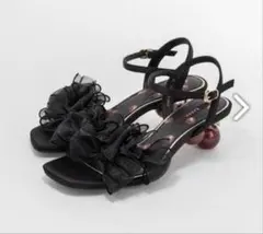 randa新商品　黒CherryチェリーヒールストラップサンダルLLブラックのサムネイル