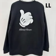 新品 ディズニー ミッキー ハンド トレーナー メンズLL さがら刺繍 裏起毛
