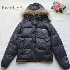 ベアーUSA ファー付きダウンジャケット　フード　肉厚　防寒　黒　L