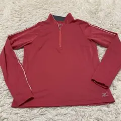 Mizuno ハーフジップ　長袖　シャツ レッド　レディース　ゴルフ　ジャージ