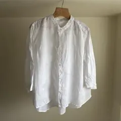 無印良品　婦人　リネン　洗いざらし　七分袖ブラウス L