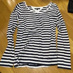 TOMMY HILFIGER 長袖Tシャツ S 白と紺のストライプ