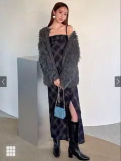 「ゆーーーー」さん専用 チェック柄スリットキャミソールワンピース[dk1339]