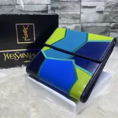 【希少】イヴサンローラン　折り財布　パッチワーク　レザー　ヴィンテージ　レア