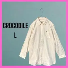 [Crocodile] ヴィンテージ　ストライプ　長袖　シャツ　コットン　レトロ