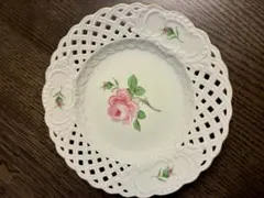 マイセン　ピンクローズ　飾り皿1枚とカップ&ソーサーセット2客