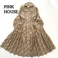 ピンクハウス　ティアードワンピース　ピコフリル　ピンタック　花柄　前開き