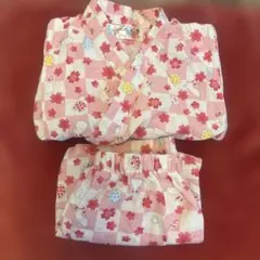 ベビー　キッズ　甚平 ピンク 花柄 80 女　セット
