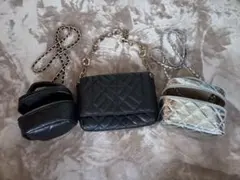 ブラックキルティングショルダーバッグ　3点セット
