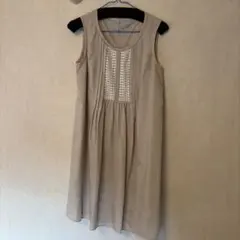 ノースリーブベージュワンピース 日本サイズ38