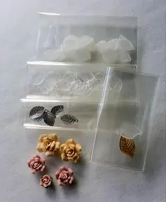 【まとめ売り】葉っぱ＆花パーツ　樹脂粘土　ハンドメイド　ビーズアクセサリー　刺繍