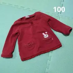 ミキハウス 赤 うさぎ　トレーナー 100