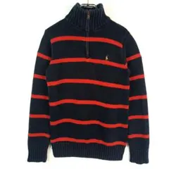 POLObyRalphLaurenハーフジップコットンニットカラーポニーロゴ刺繍