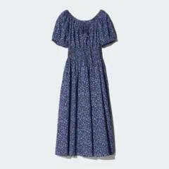 UNIQLO :花柄ボリュームスリーブワンピース 半袖