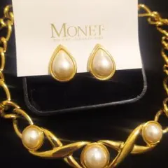 MONET　モネ　ゴールド　ネックレス　イヤリング　2点セット　まとめ　チェーン