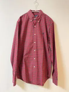 ポロラルフローレン　赤とチェック柄 ボタンダウン長袖シャツ