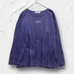 Y5142【トゥモロー】七分袖カットソー ネイビー ストーンロゴ L相当 紺