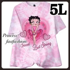 【5L／ピンク ムラ染め】Betty Boop 半袖Tシャツ 大きいサイズ