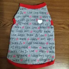 犬服 グレーと赤 ハートデザイン