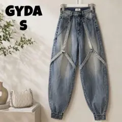 GAYD ハイウエストチェーン＆ストラップ　デザインジョガーデニムパンツ　Sのサムネイル
