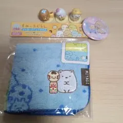 鳴子限定★すみっコぐらし ハンドタオル 缶バッジ フィギュア セット
