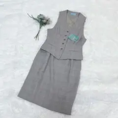 新品 セロリー/SELERY (7) 事務服 チェック ベスト スカート グレー