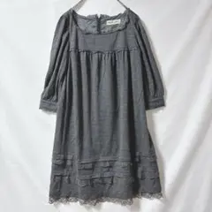 Private Label チュニック ミニ丈ワンピース 五分袖 レース グレー