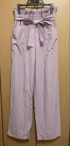 GU 薄紫 ワイドパンツ ウエストリボン付き 薄ピンク Sサイズ
