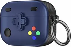AirPodsPro2 保護ケース分離式ゲーム機型ネイビーイヤホン掃除ブラシ付