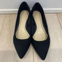 マシュマロローヒールパンプス　GU ブラック　スエード　22.5