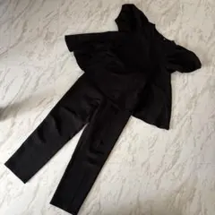 【値引き】パフスリーブ トップス パンツ セットアップ ブラック coca M