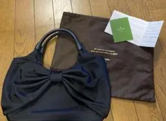 kate spade リボン　ハンドバッグ ブラック　黒　ナイロン