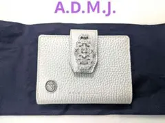 未使用 ADＭJ 牛革 アールデコ モチーフ シルバー ニつ折り財布のサムネイル