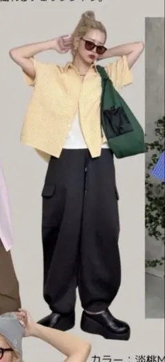 しまむら おなつ　コラボ　グラフチェックシャツ 黄 Lサイズのサムネイル