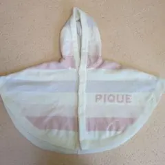 ジェラートピケ　ストライプ柄 ベビーポンチョ 80-90