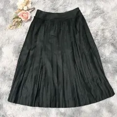 GEORGES RECH ひざ丈　プリーツスカート　ダークグリーン　S 上品