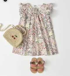 ボンポワン BONPOINT キッズ リバティフリルワンピース　4A