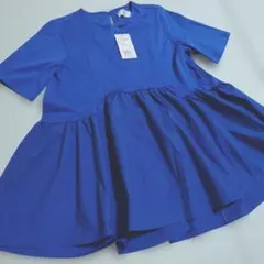 【新品】studio CLIP 半袖 ペプラム ブラウス ブルーのサムネイル