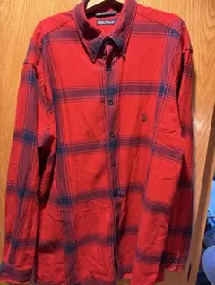 Nautica 赤 チェック柄 長袖ネルシャツ　80s90s