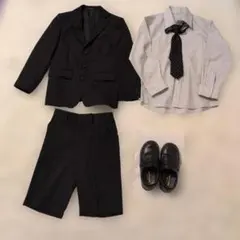キッズ フォーマルスーツ 6点セット 120 黒　オリバーハウス 冠婚葬祭 男子