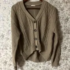 GU ベージュ ケーブル編み カーディガン Lサイズ