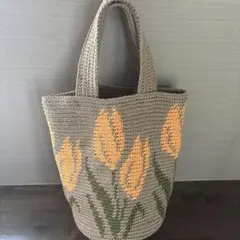 ハンドメイド　かぎ編み　チューリップのハンドバッグ　②